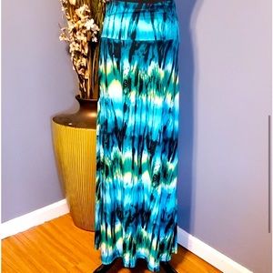 Gravity Threads floor length skirt size large, multicolor tye-dye